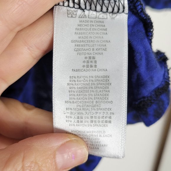 Micheal by Micheal Kors Drape Neck Leopard Print Blouse Shirt Blue Black S - Picture 5 of 8